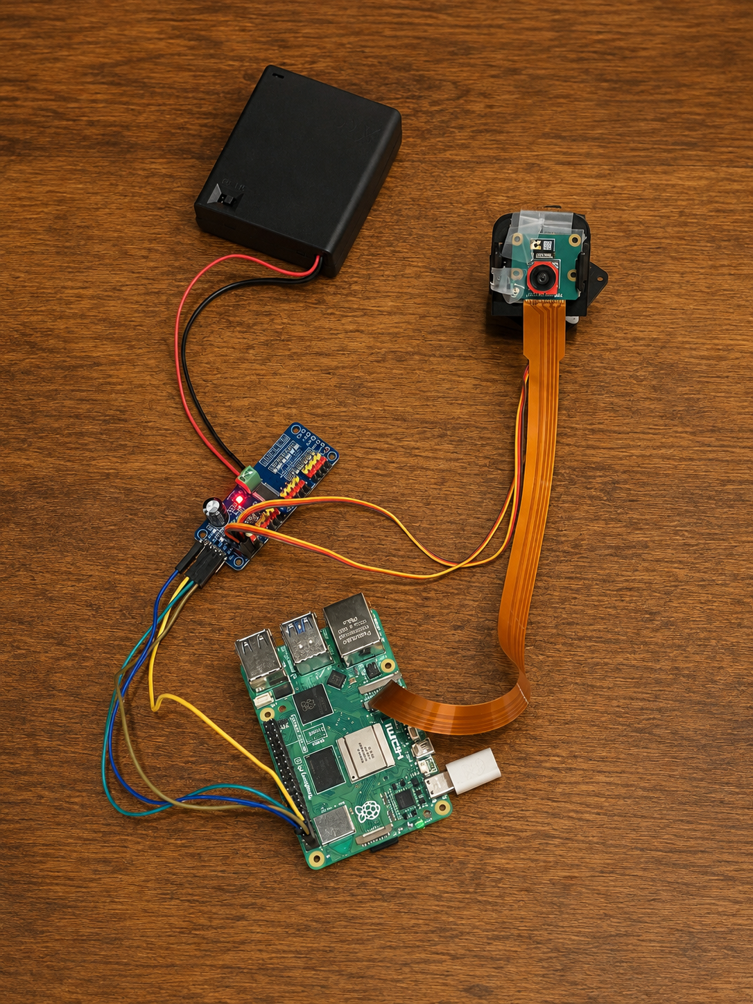 Raspberry Pi AI vision tracker hardware setup